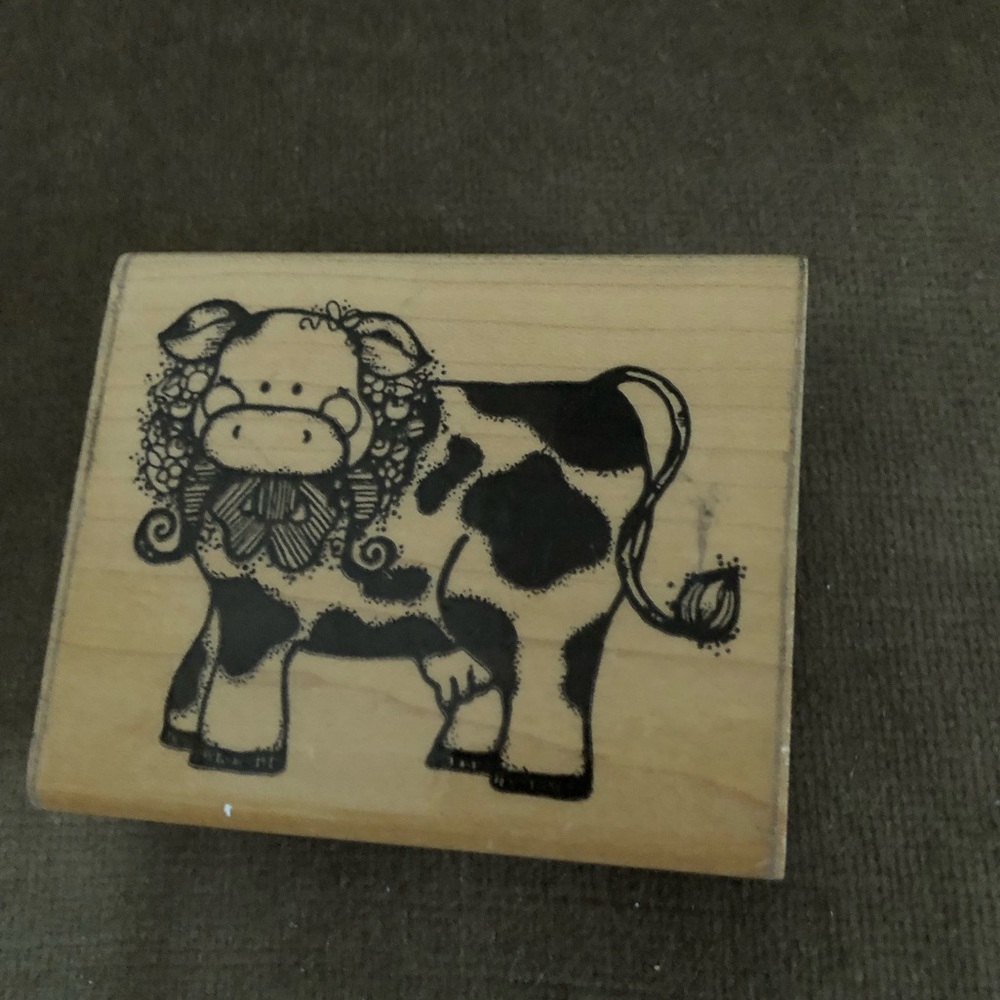 4-sale Vintage Cow Rubber Stamp- 617 $9 or $6 if bundled with additional items